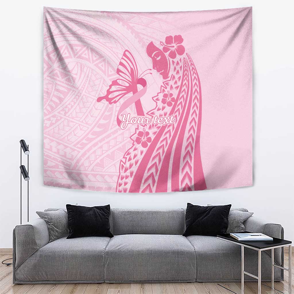 Pacific Girl and Butterfly Cancer Ribbon Personalised Tapestry