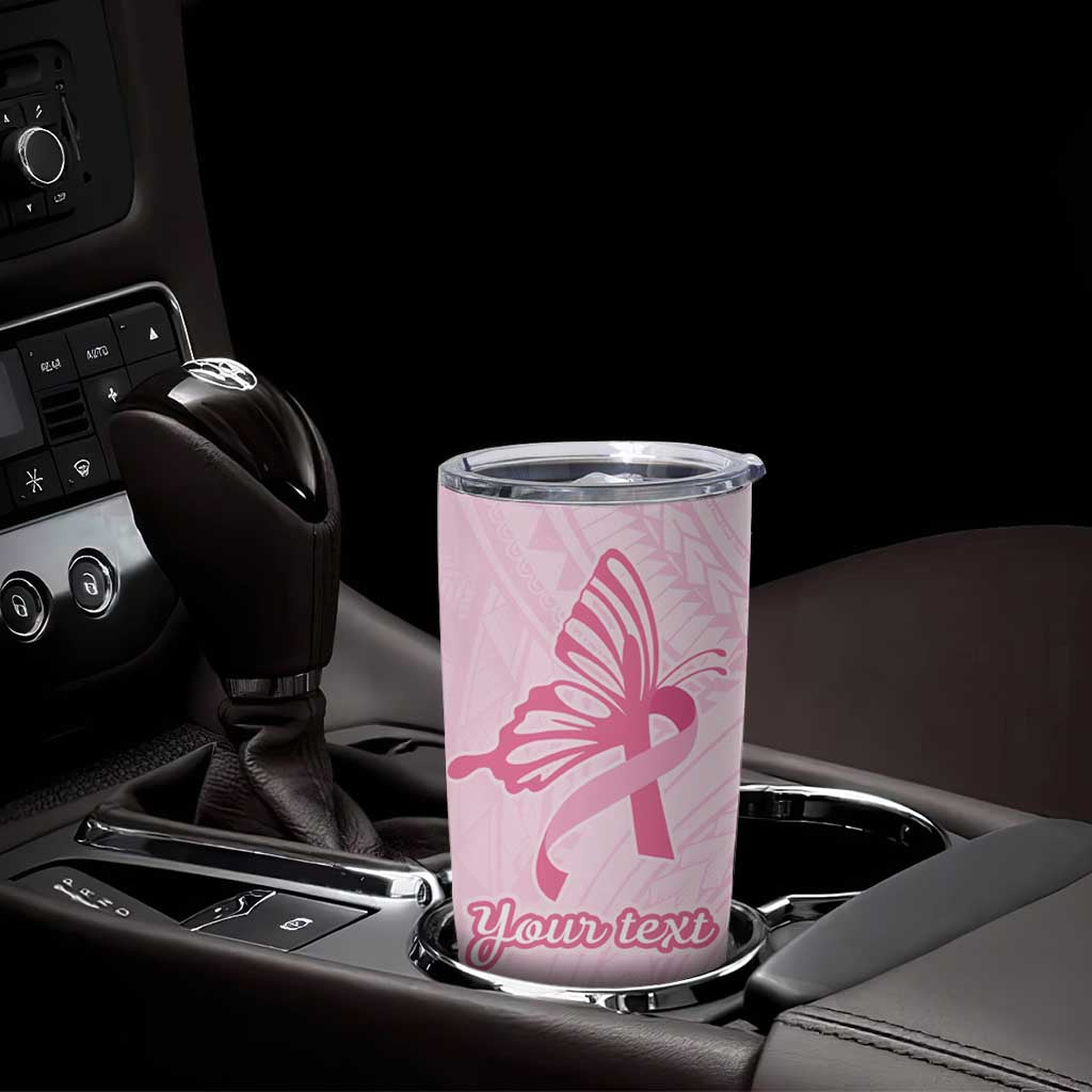 Pacific Girl and Butterfly Cancer Ribbon Personalised Tumbler Cup LT9 - Polynesian Pride