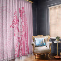 Pacific Girl and Butterfly Cancer Ribbon Personalised Window Curtain LT9 - Polynesian Pride