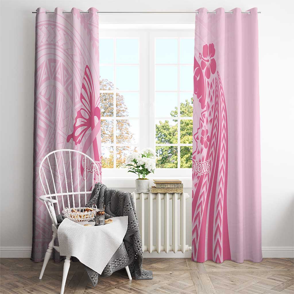 Pacific Girl and Butterfly Cancer Ribbon Personalised Window Curtain LT9 - Polynesian Pride