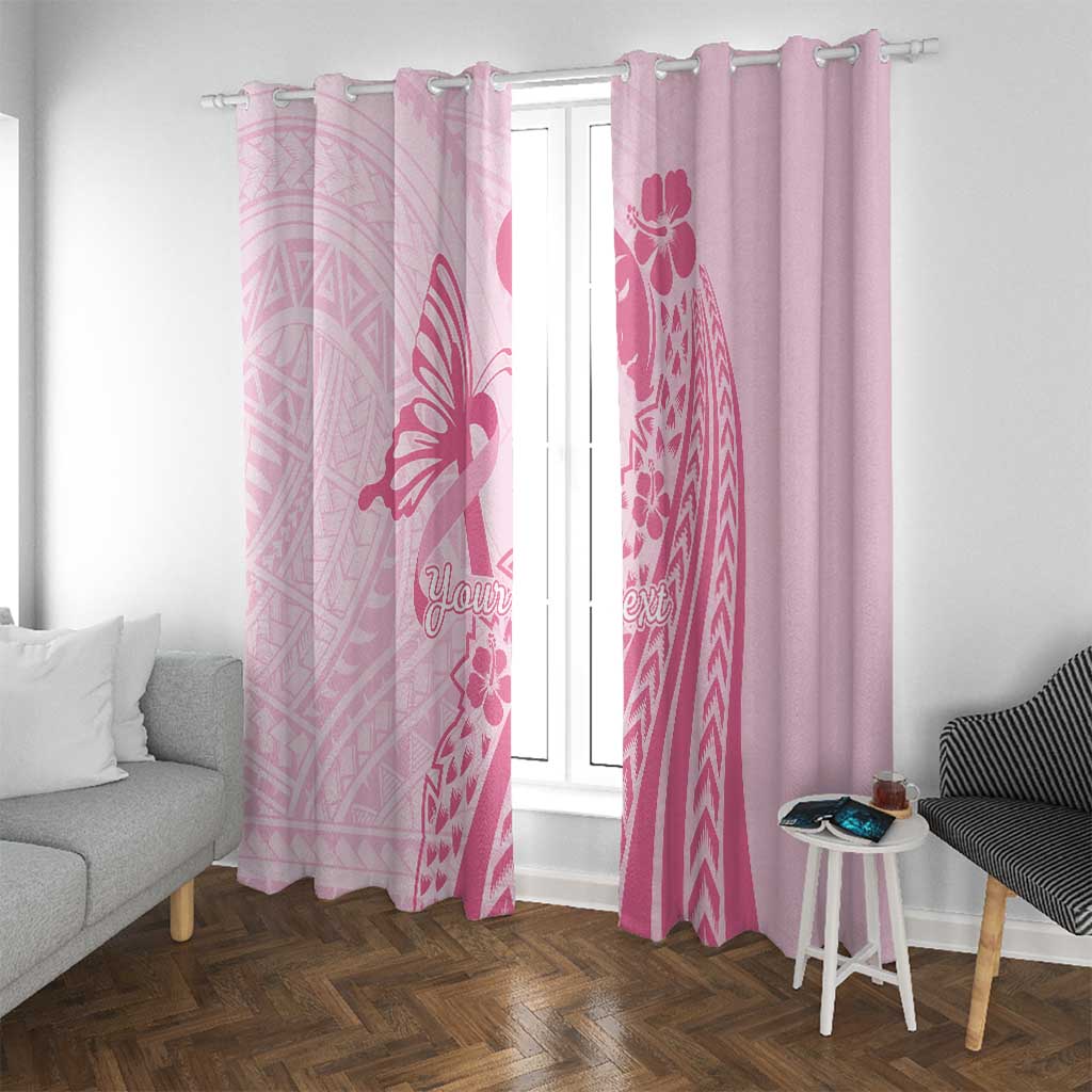 Pacific Girl and Butterfly Cancer Ribbon Personalised Window Curtain LT9 With Grommets Pink - Polynesian Pride
