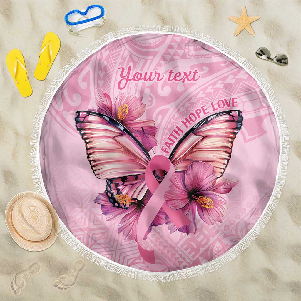 Faith Hope Love Butterfly Ribbon Personalised Beach Blanket LT9 One Size 150cm Pink - Polynesian Pride