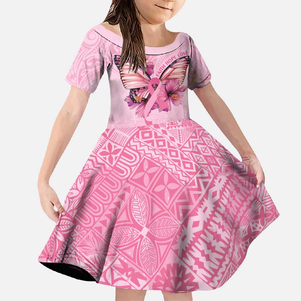 Faith Hope Love Butterfly Ribbon Personalised Family Matching Mermaid Dress and Hawaiian Shirt