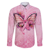 Faith Hope Love Butterfly Ribbon Personalised Family Matching Off The Shoulder Long Sleeve Dress and Hawaiian Shirt