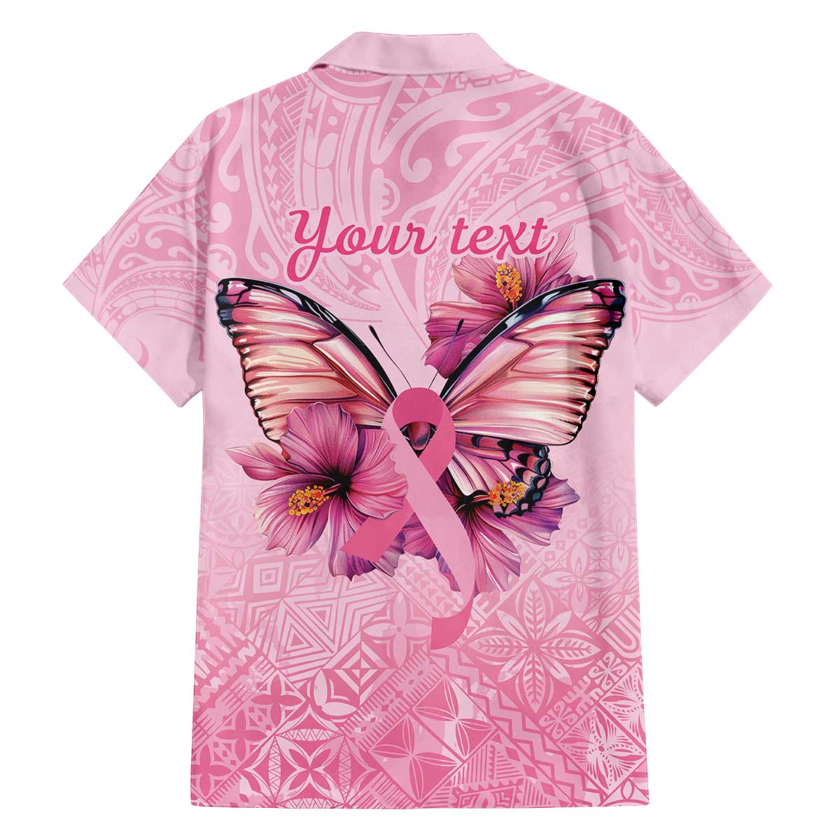Faith Hope Love Butterfly Ribbon Personalised Family Matching Off Shoulder Short Dress and Hawaiian Shirt LT9 - Polynesian Pride