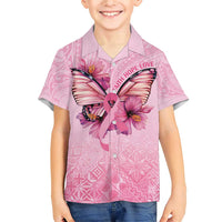 Faith Hope Love Butterfly Ribbon Personalised Family Matching Short Sleeve Bodycon Dress and Hawaiian Shirt