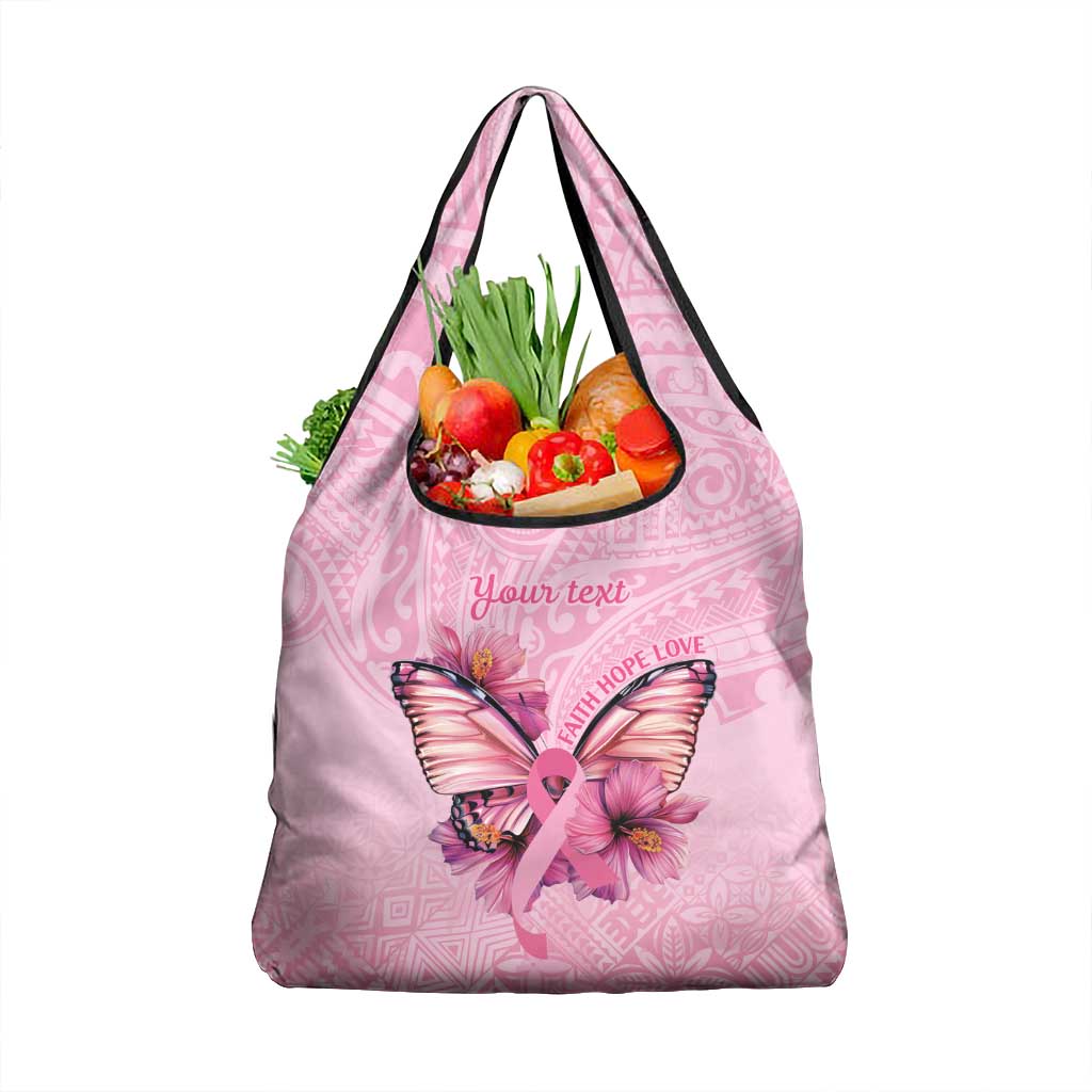 Faith Hope Love Butterfly Ribbon Personalised Grocery Bag LT9 1-pack One Size Pink - Polynesian Pride