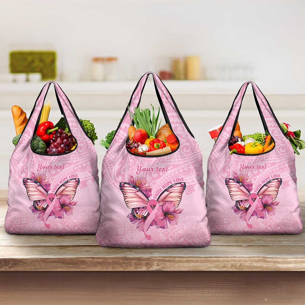 Faith Hope Love Butterfly Ribbon Personalised Grocery Bag LT9 3-pack One Size Pink - Polynesian Pride