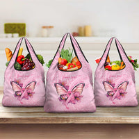 Faith Hope Love Butterfly Ribbon Personalised Grocery Bag LT9 3-pack One Size Pink - Polynesian Pride