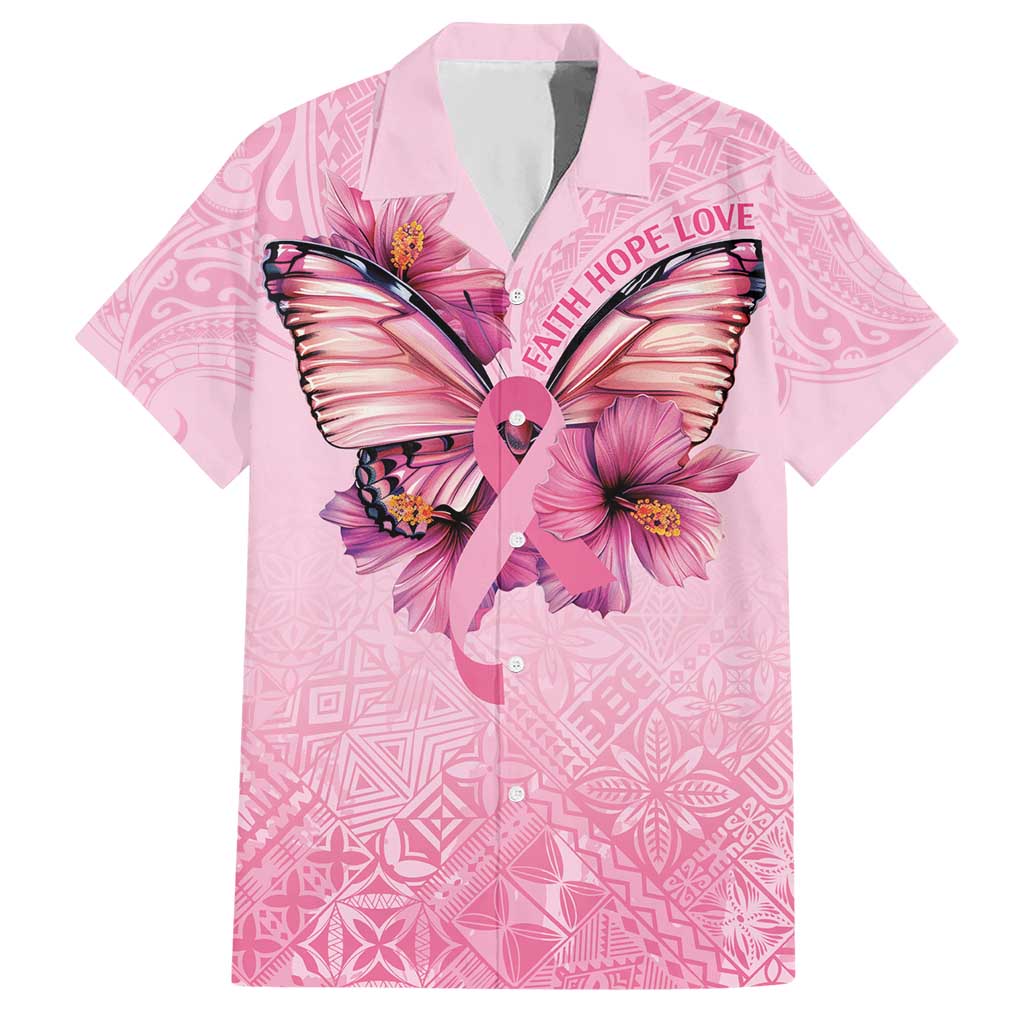 Faith Hope Love Butterfly Ribbon Personalised Hawaiian Shirt