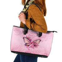 Faith Hope Love Butterfly Ribbon Personalised Leather Tote Bag LT9 Pink - Polynesian Pride