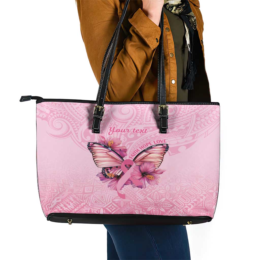 Faith Hope Love Butterfly Ribbon Personalised Leather Tote Bag LT9 - Polynesian Pride