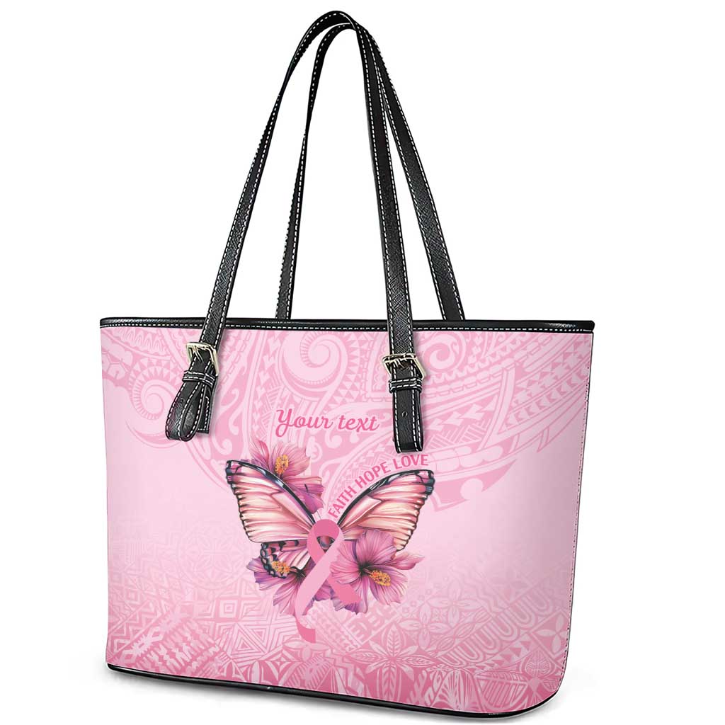 Faith Hope Love Butterfly Ribbon Personalised Leather Tote Bag LT9 - Polynesian Pride
