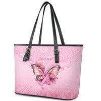 Faith Hope Love Butterfly Ribbon Personalised Leather Tote Bag LT9 - Polynesian Pride