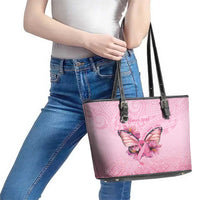 Faith Hope Love Butterfly Ribbon Personalised Leather Tote Bag LT9 - Polynesian Pride