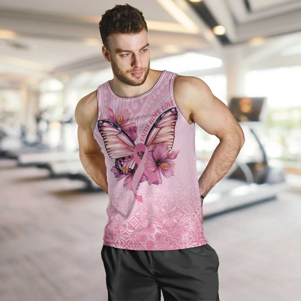 Faith Hope Love Butterfly Ribbon Personalised Men Tank Top