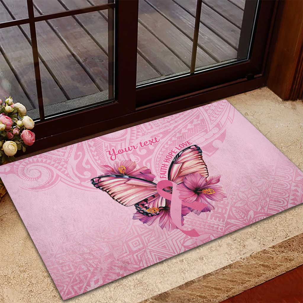 Faith Hope Love Butterfly Ribbon Personalised Rubber Doormat LT9 - Polynesian Pride