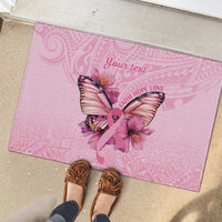 Faith Hope Love Butterfly Ribbon Personalised Rubber Doormat LT9 - Polynesian Pride