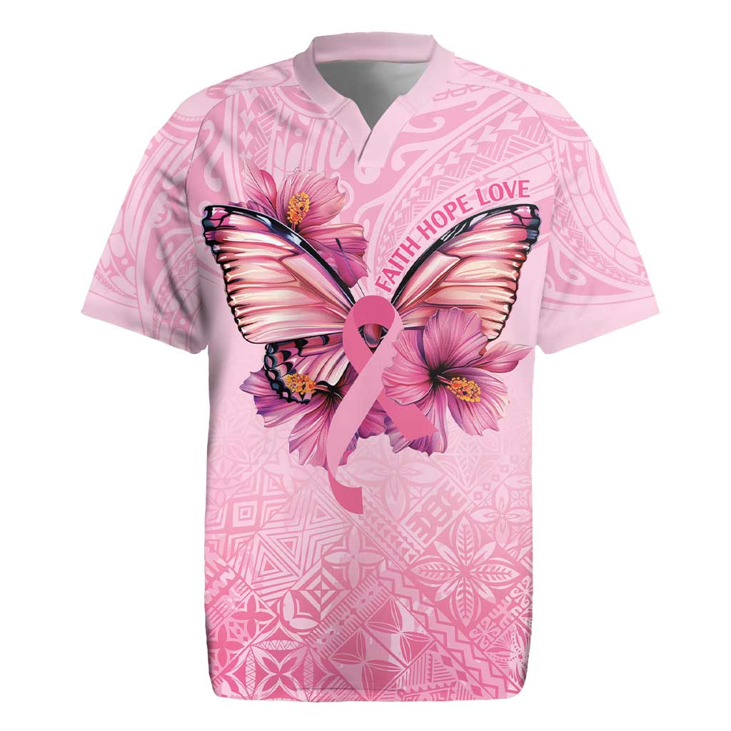 Faith Hope Love Butterfly Ribbon Personalised Rugby Jersey LT9 Pink - Polynesian Pride