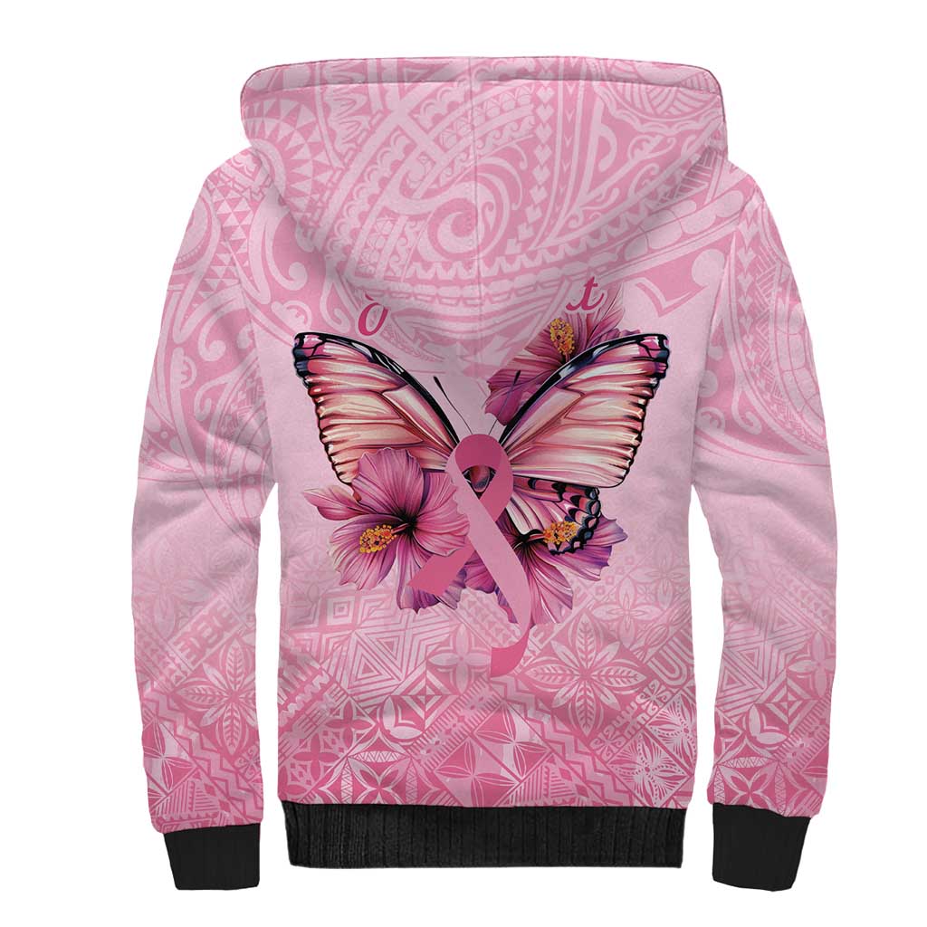 Faith Hope Love Butterfly Ribbon Personalised Sherpa Hoodie LT9 - Polynesian Pride