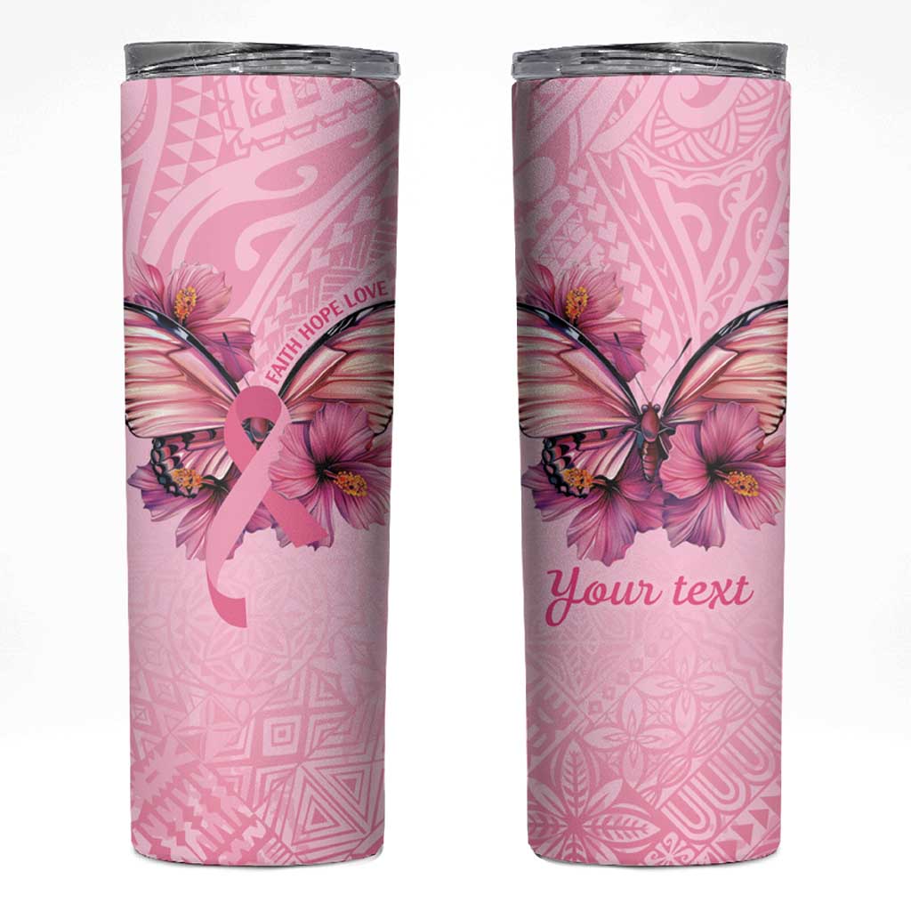 Faith Hope Love Butterfly Ribbon Personalised Skinny Tumbler