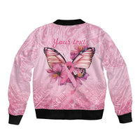 Faith Hope Love Butterfly Ribbon Personalised Sleeve Zip Bomber Jacket