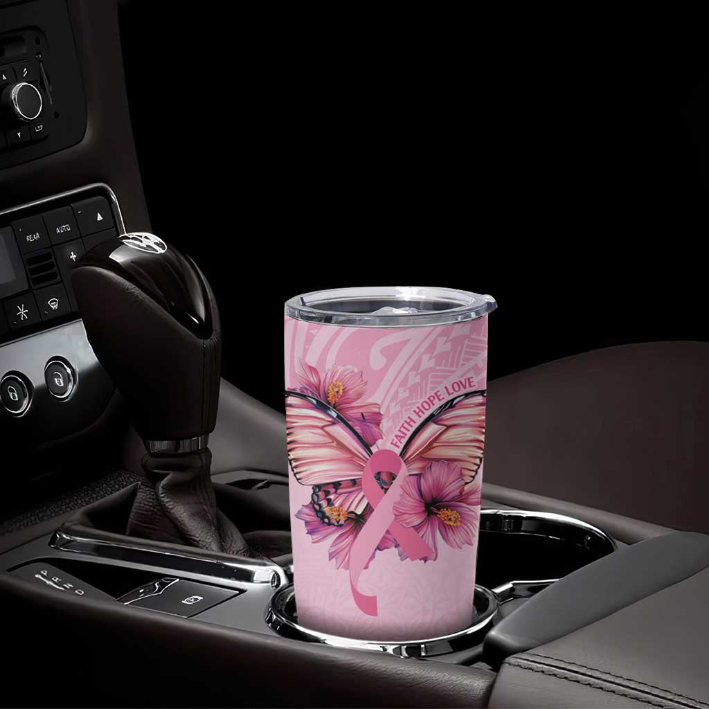 Faith Hope Love Butterfly Ribbon Personalised Tumbler Cup LT9 - Polynesian Pride