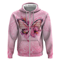 Faith Hope Love Butterfly Ribbon Personalised Zip Hoodie