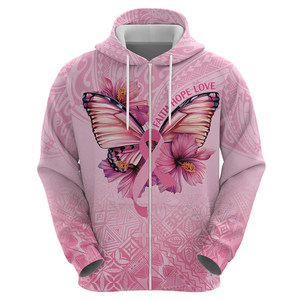 Faith Hope Love Butterfly Ribbon Personalised Zip Hoodie