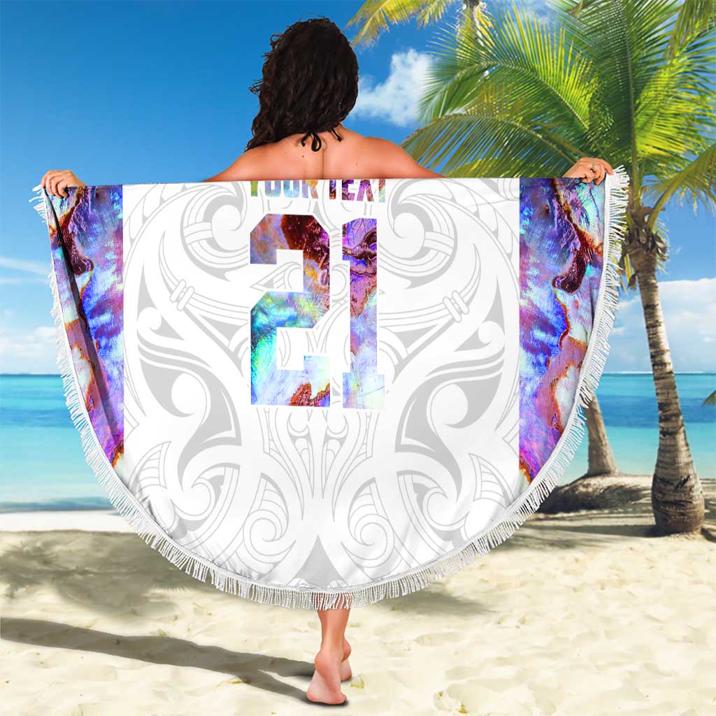 Custom New Zealand Aotearoa Beach Blanket Pink Maori Paua Shell Indigenous LT9 - Polynesian Pride