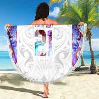 Custom New Zealand Aotearoa Beach Blanket Pink Maori Paua Shell Indigenous LT9 - Polynesian Pride
