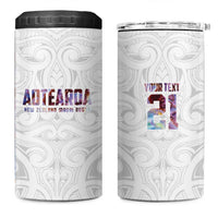 Custom New Zealand Aotearoa 4 in 1 Can Cooler Tumbler Pink Maori Paua Shell Indigenous - Polynesian Pride