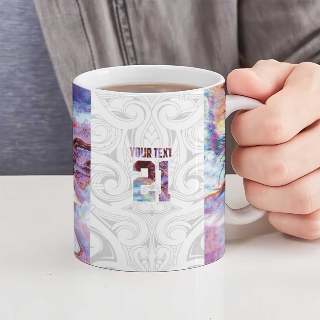 Custom New Zealand Aotearoa Ceramic Mug Pink Maori Paua Shell Indigenous - Polynesian Pride