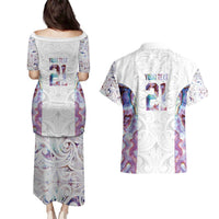 Custom New Zealand Aotearoa Couples Matching Puletasi and Hawaiian Shirt Pink Maori Paua Shell Indigenous LT9 - Polynesian Pride