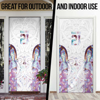 Custom New Zealand Aotearoa Door Cover Pink Maori Paua Shell Indigenous - Polynesian Pride