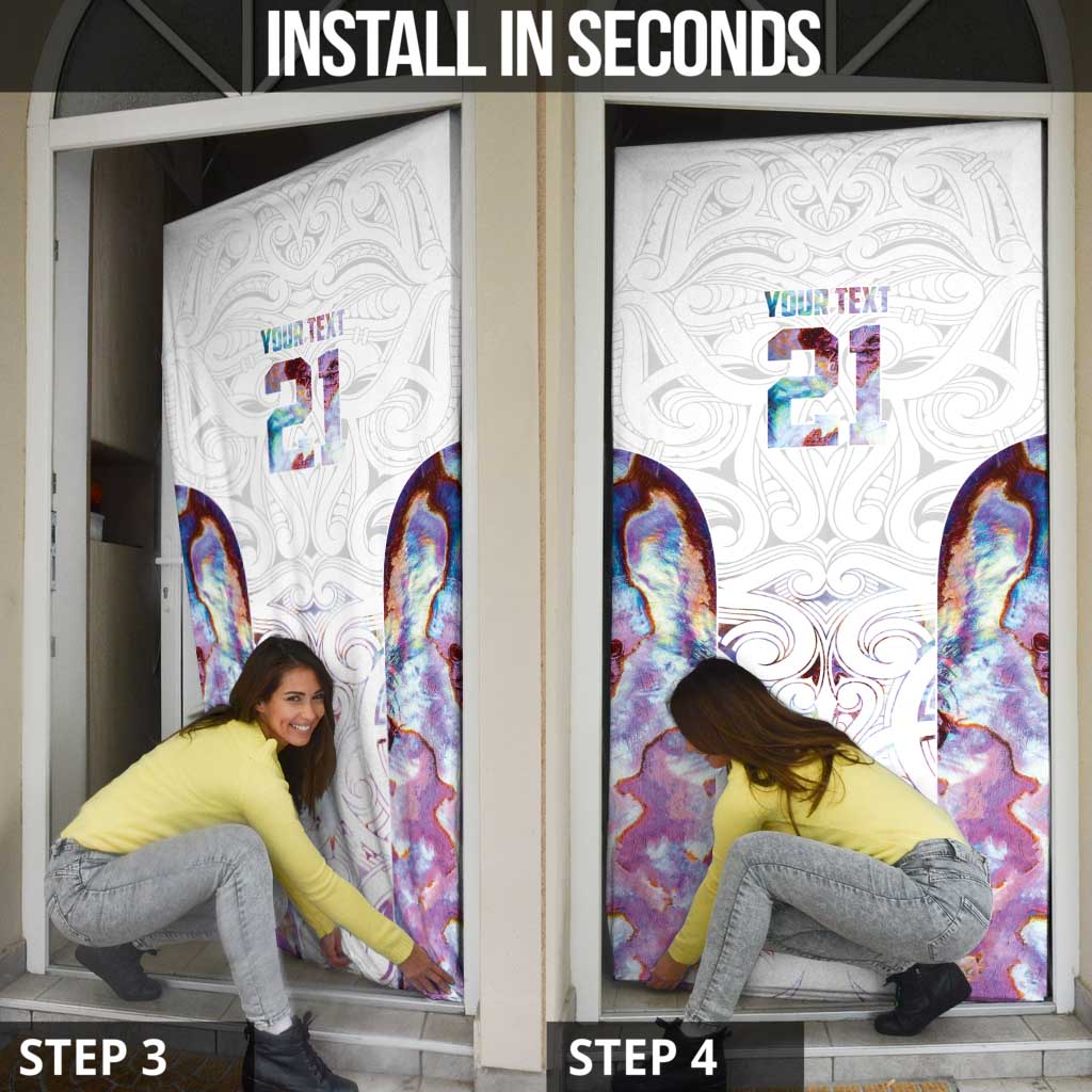 Custom New Zealand Aotearoa Door Cover Pink Maori Paua Shell Indigenous - Polynesian Pride