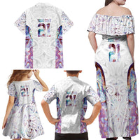 Custom New Zealand Aotearoa Family Matching Off Shoulder Maxi Dress and Hawaiian Shirt Pink Maori Paua Shell Indigenous - Polynesian Pride