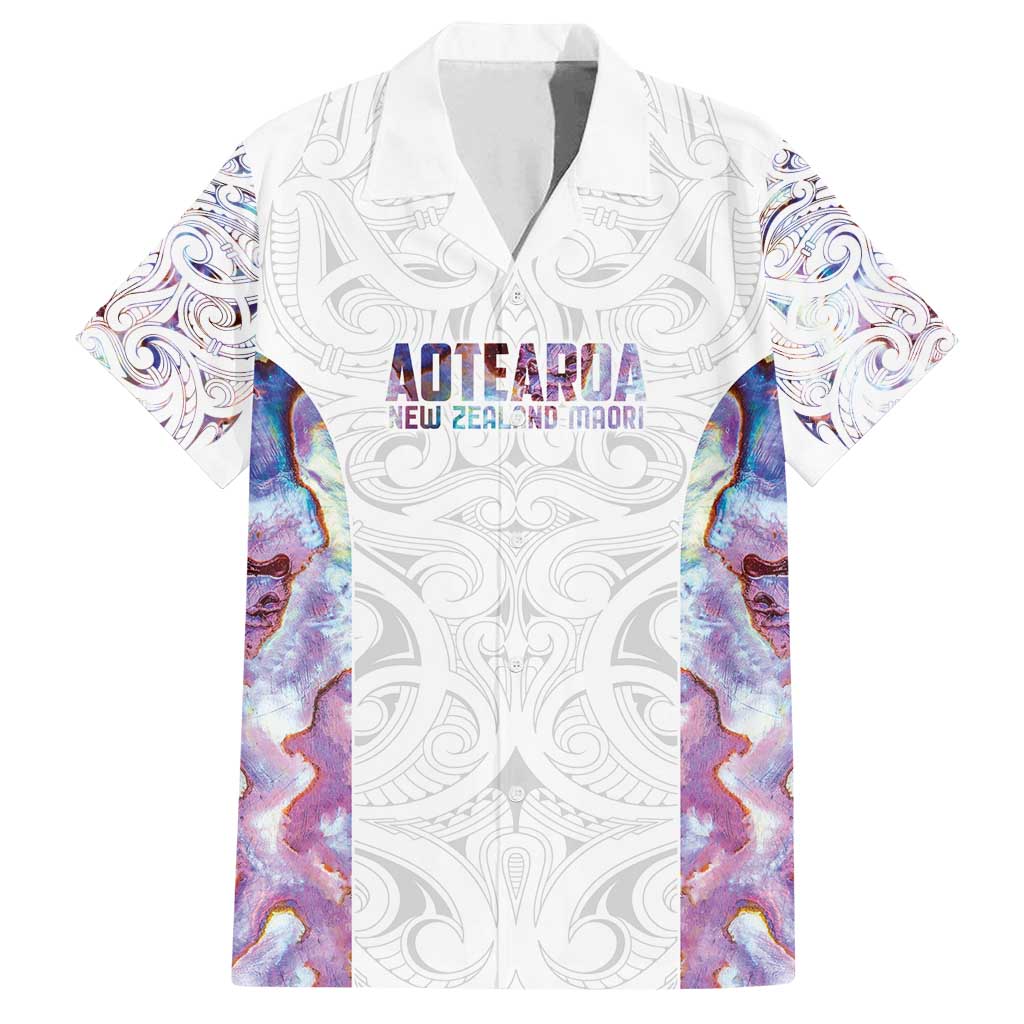 Custom New Zealand Aotearoa Family Matching Off Shoulder Maxi Dress and Hawaiian Shirt Pink Maori Paua Shell Indigenous - Polynesian Pride