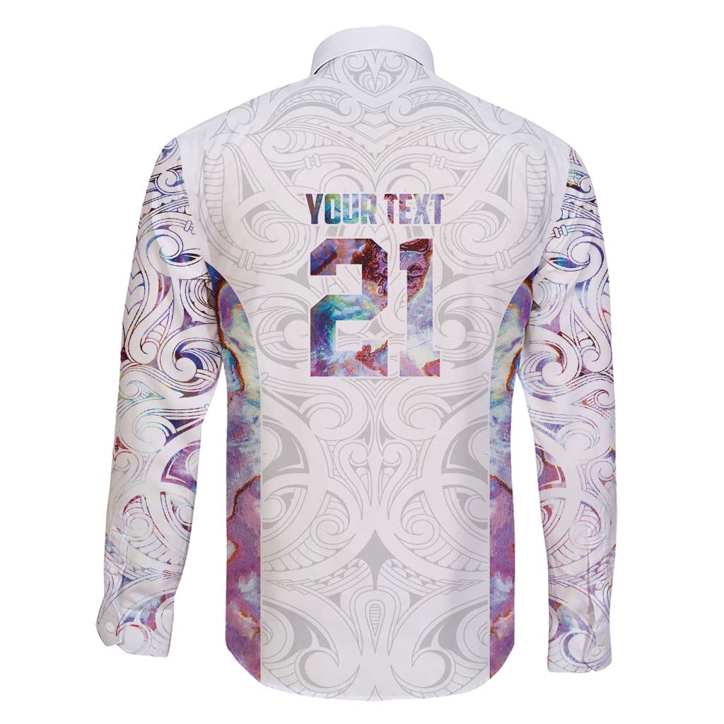 Custom New Zealand Aotearoa Family Matching Short Sleeve Bodycon Dress and Hawaiian Shirt Pink Maori Paua Shell Indigenous - Polynesian Pride