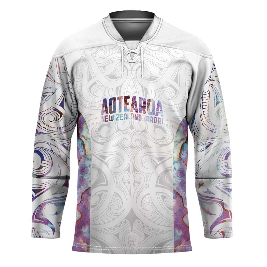 Custom New Zealand Aotearoa Hockey Jersey Pink Maori Paua Shell Indigenous - Polynesian Pride