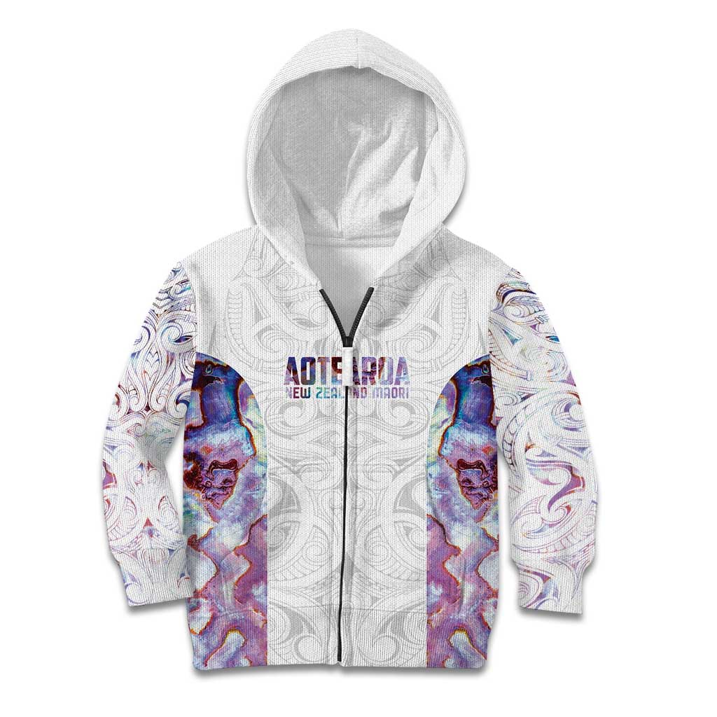 Custom New Zealand Aotearoa Kid Hoodie Pink Maori Paua Shell Indigenous - Polynesian Pride
