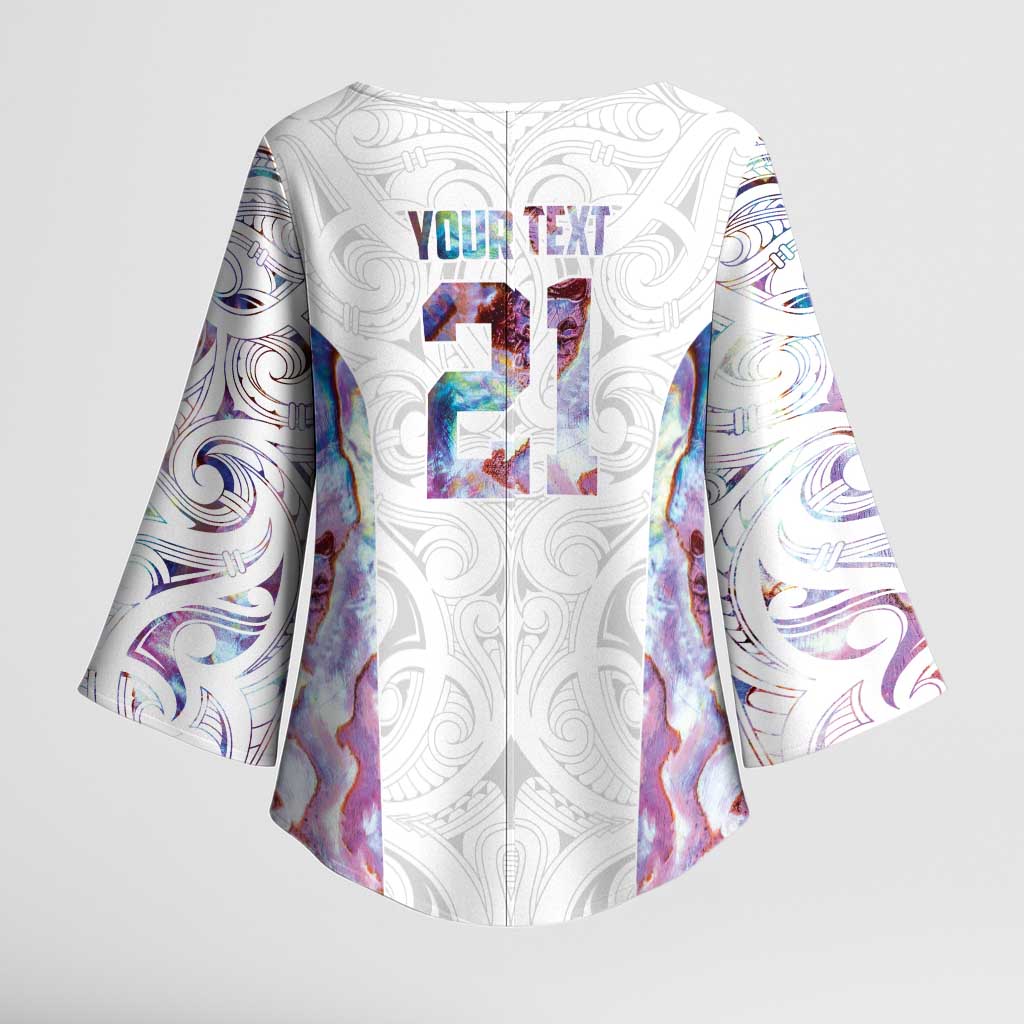 Custom New Zealand Aotearoa Kimono Sleeve Blouse Pink Maori Paua Shell Indigenous - Polynesian Pride