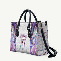 Custom New Zealand Aotearoa Leather Bag Pink Maori Paua Shell Indigenous - Polynesian Pride