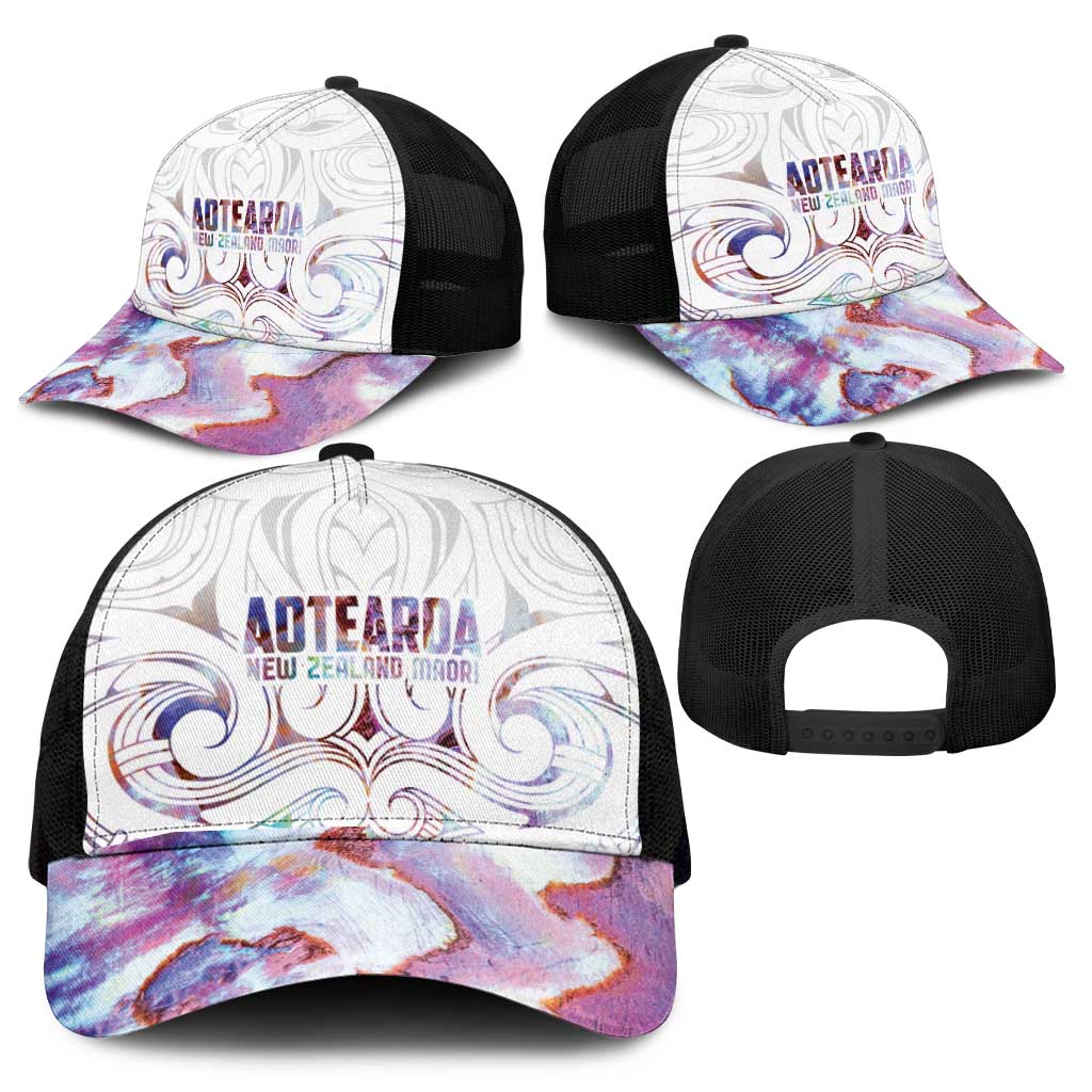 New Zealand Aotearoa Mesh Trucker Cap Pink Maori Papua Shell Indigenous - Polynesian Pride
