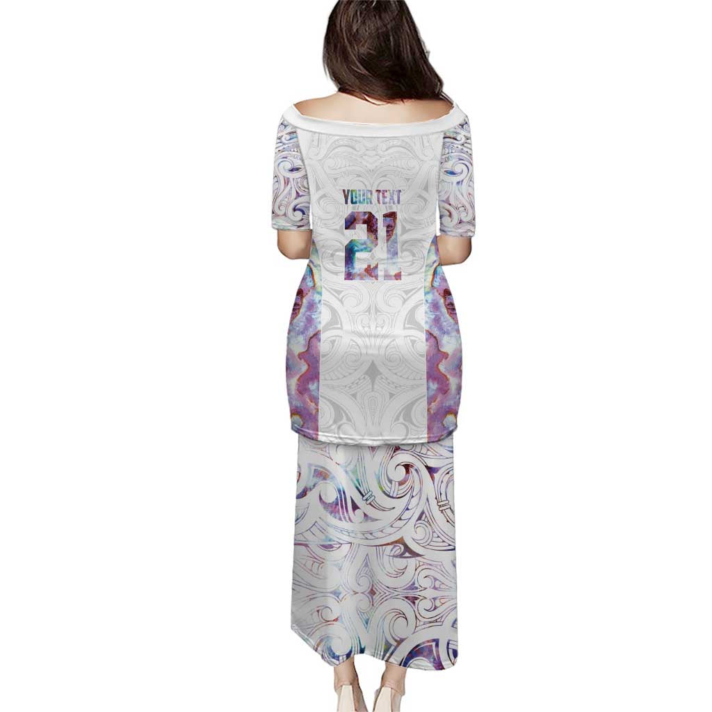 Custom New Zealand Aotearoa Puletasi Pink Maori Paua Shell Indigenous - Polynesian Pride