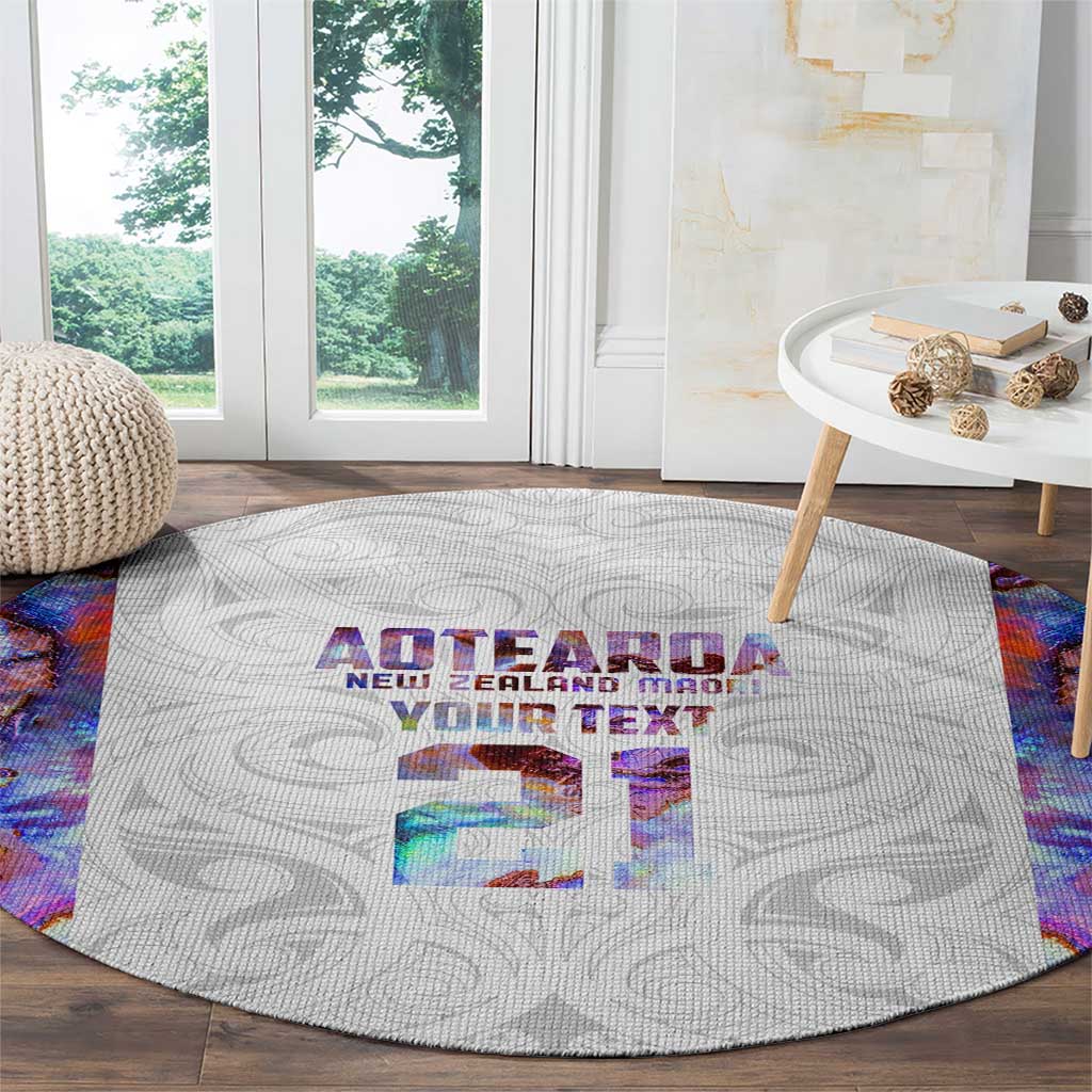 Custom New Zealand Aotearoa Round Carpet Pink Maori Paua Shell Indigenous - Polynesian Pride