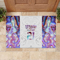 Custom New Zealand Aotearoa Rubber Doormat Pink Maori Paua Shell Indigenous LT9 Pink - Polynesian Pride