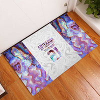 Custom New Zealand Aotearoa Rubber Doormat Pink Maori Paua Shell Indigenous LT9 - Polynesian Pride