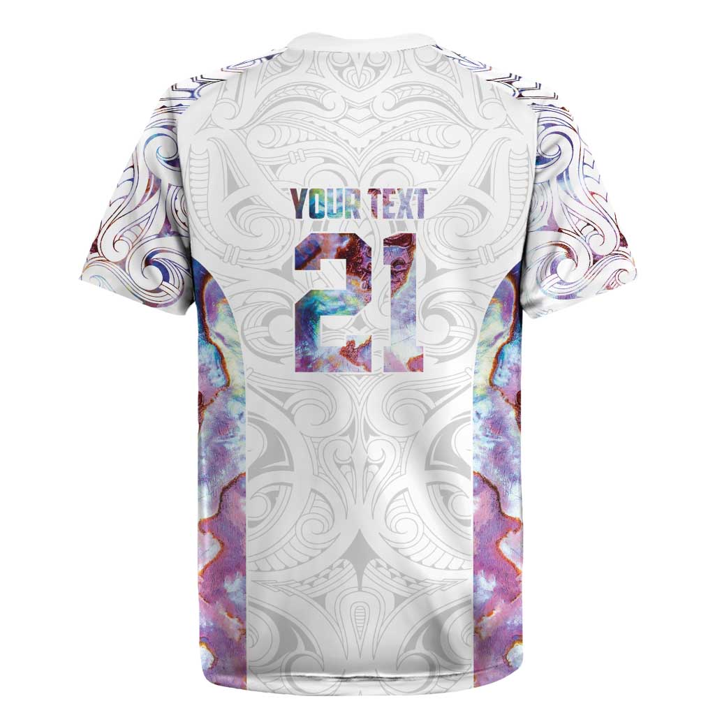 Custom New Zealand Aotearoa Rugby Jersey Pink Maori Paua Shell Indigenous - Polynesian Pride