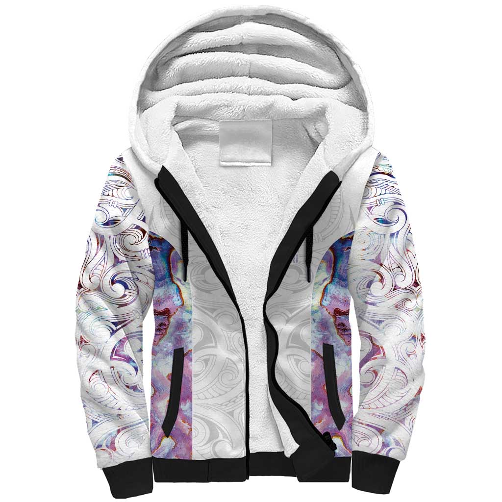 Custom New Zealand Aotearoa Sherpa Hoodie Pink Maori Paua Shell Indigenous LT9 Unisex Pink - Polynesian Pride